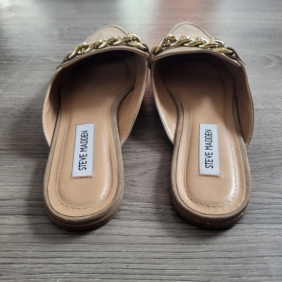 Steve Madden Womens Tan Suede Leather Pointed Toe Chain Mules Flats Size 7.5 - Picture 6 of 9